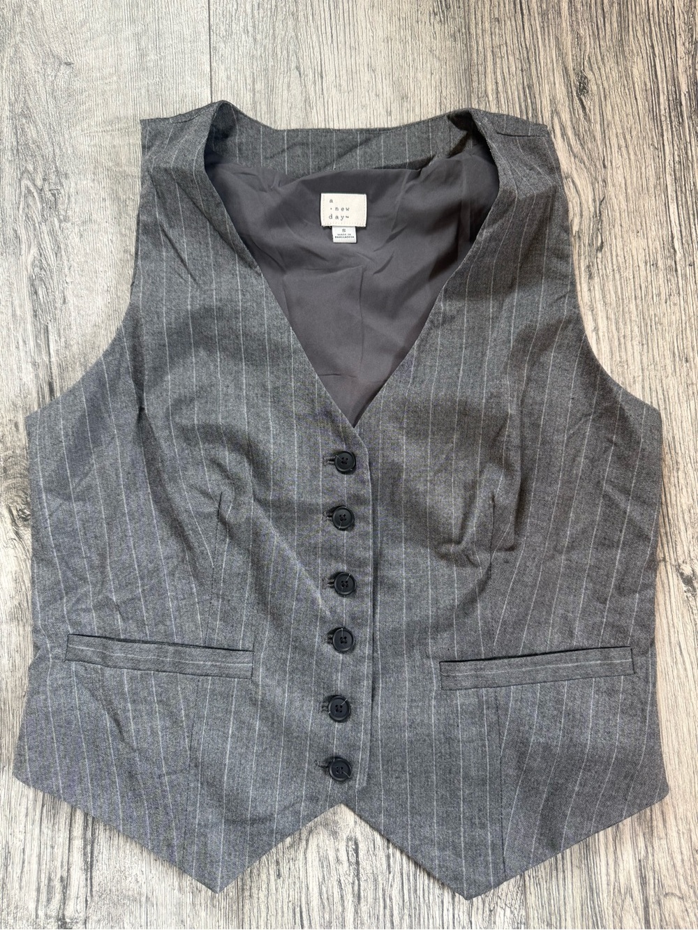 a new day Gray Pinstripe Lined Vest